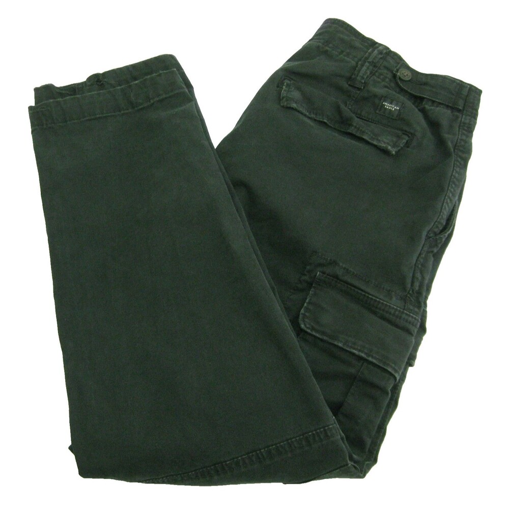 American Eagle Cargo Pants Mens 30x30 Black Flat Front 7 Pockets Zipper Fly